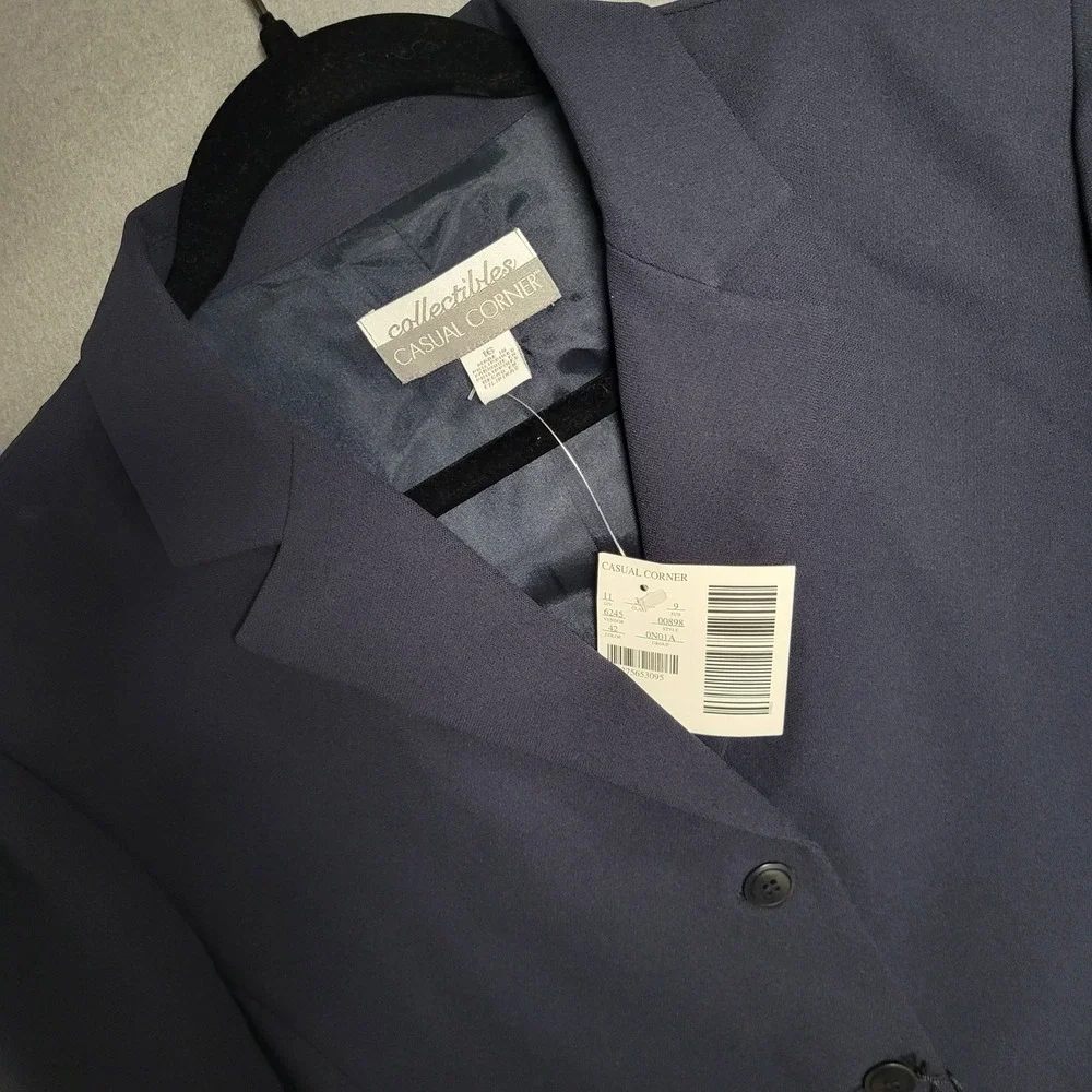 NWT‎ Casual Corner Collectibles Navy Blue 3-Button Blazer Jacket Size 16